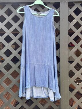 Lord & Taylor Sleeveless Chambray High-Low Dress XS Petite - 100% lyocell